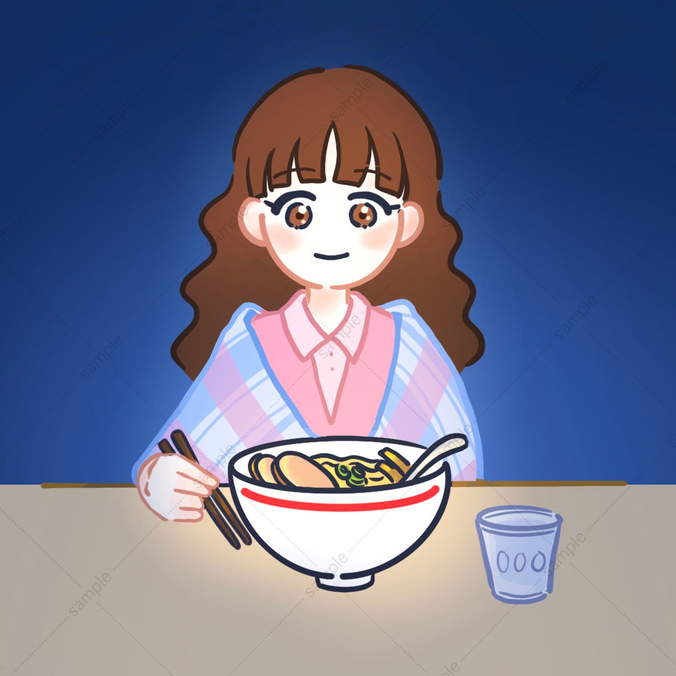 人物イラスト|夜食-1