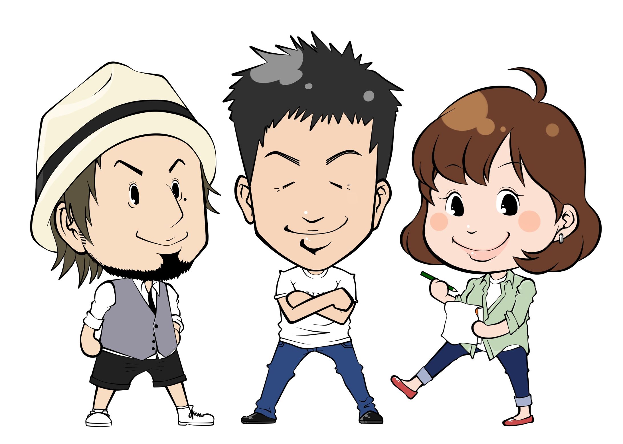 【デフォルメ似顔絵】アニラジプレゼンター3人-1