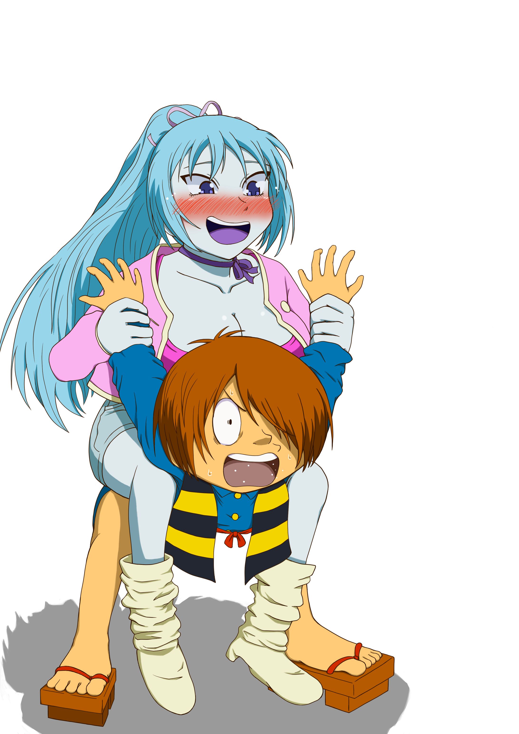 リクエストイラスト（プロレス技をかけられる鬼太郎）-1