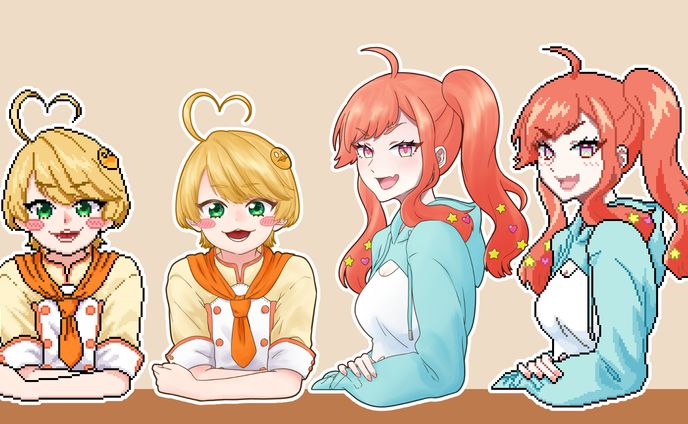 VTuberのイラストとそのドット絵化