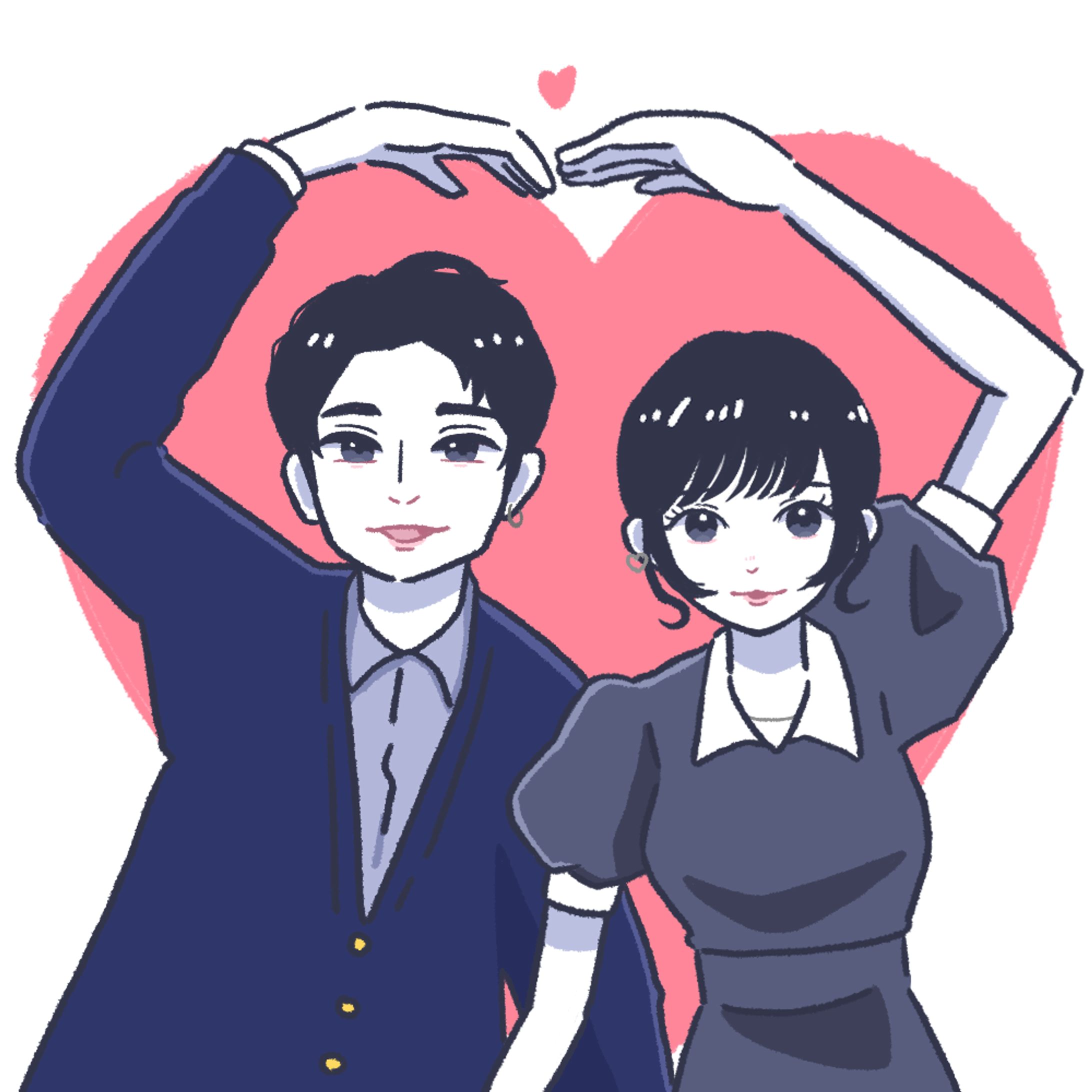 似顔絵ペア画依頼-1