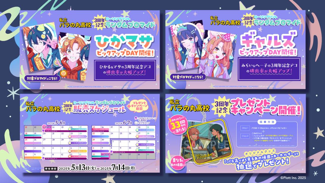私立パラの丸高校 パラ高 ブロマイド 私立パラの丸高校」3周年記念ランダムブロマイド(©Plott Inc. 2025)