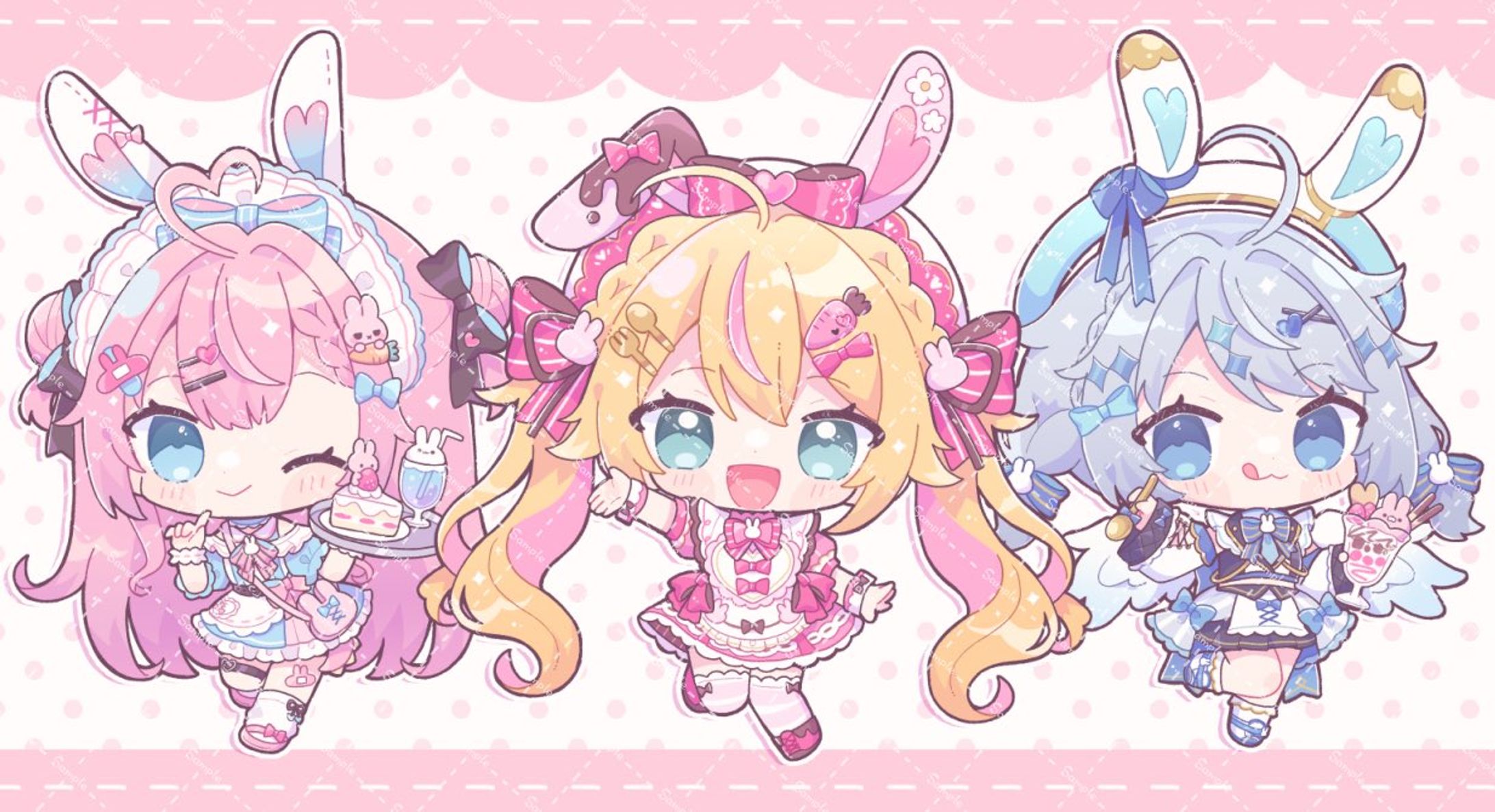 千鳥ひな様、天空いあ様、桃田もも様歌ってみたMV用SDイラスト-1