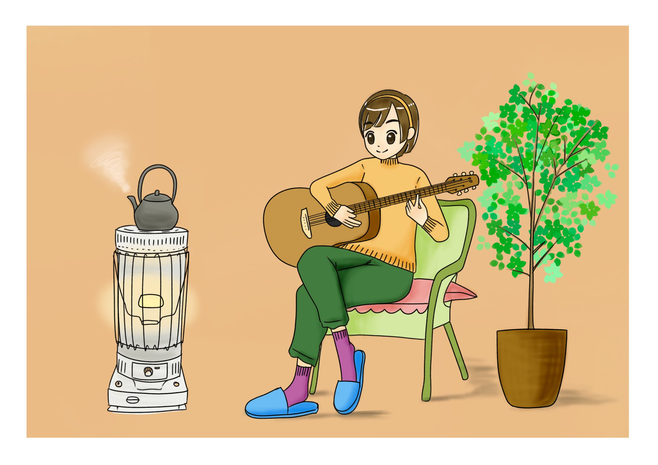 ストーブとギター-1