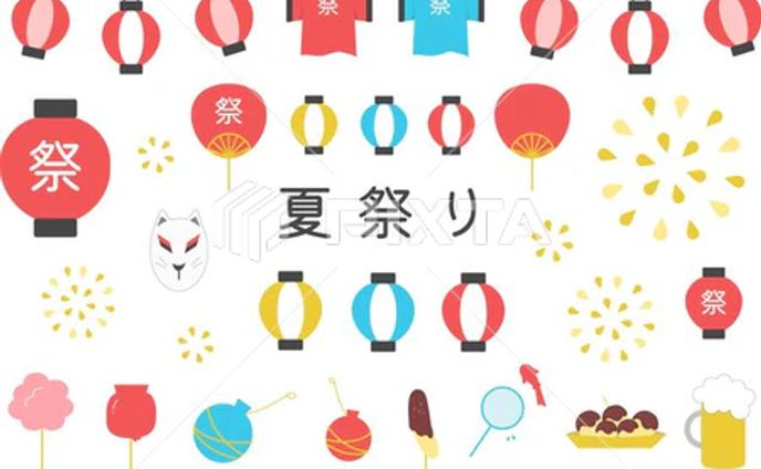 夏祭り　イラストセット