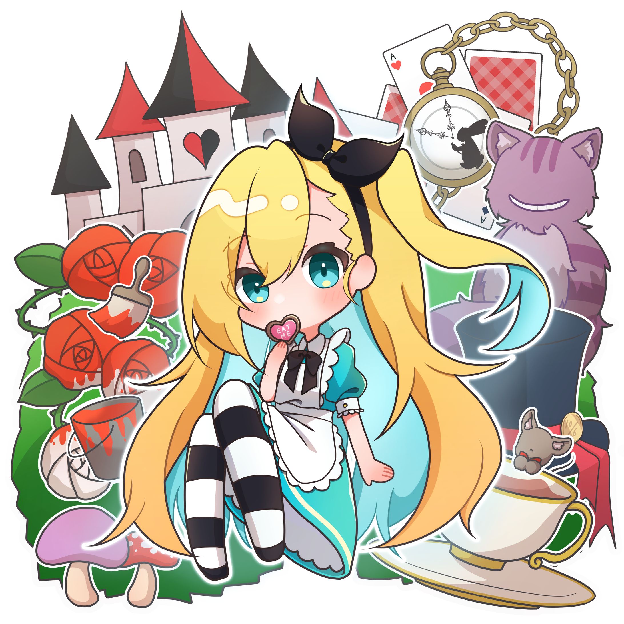 不思議の国のアリス♡キャラクター和ストラップ4点♡レアです 不思議の国のアリス ストラップ チェシャ猫 白ウサギ - メルカリ