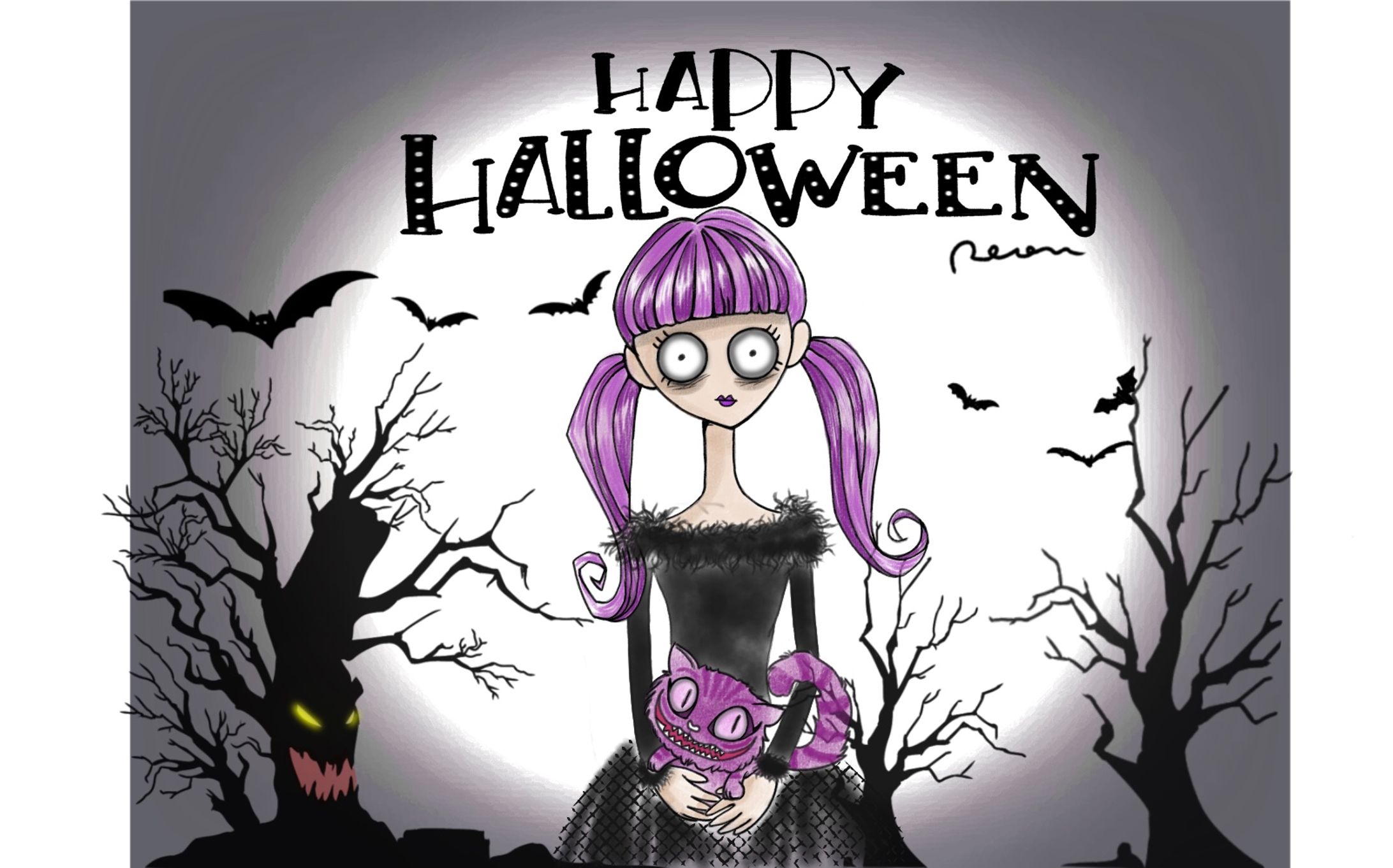 HAPPY HALLOWEEN(背景モノクロ)-1