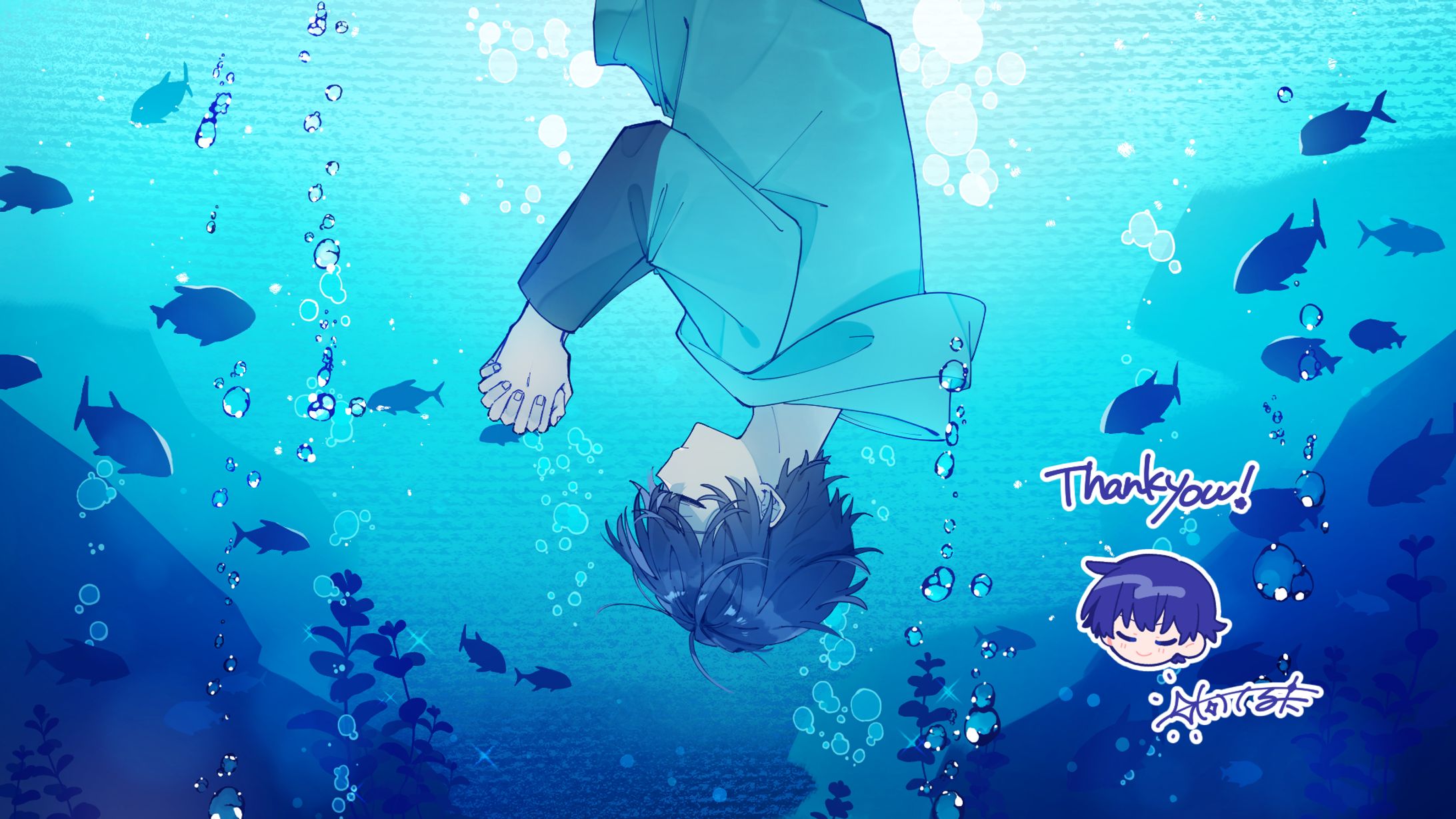 【ご依頼】そをら様 『海底電光』歌ってみたサムネイルイラスト-1