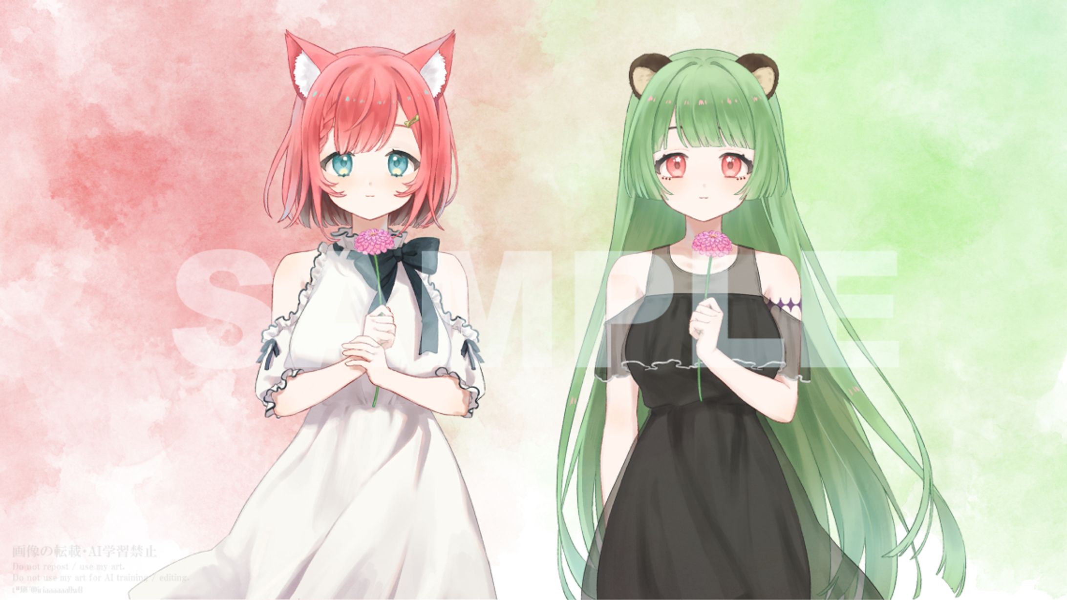 狗飼あずき様・渡狸よもぎ様/歌ってみたMVイラスト-1