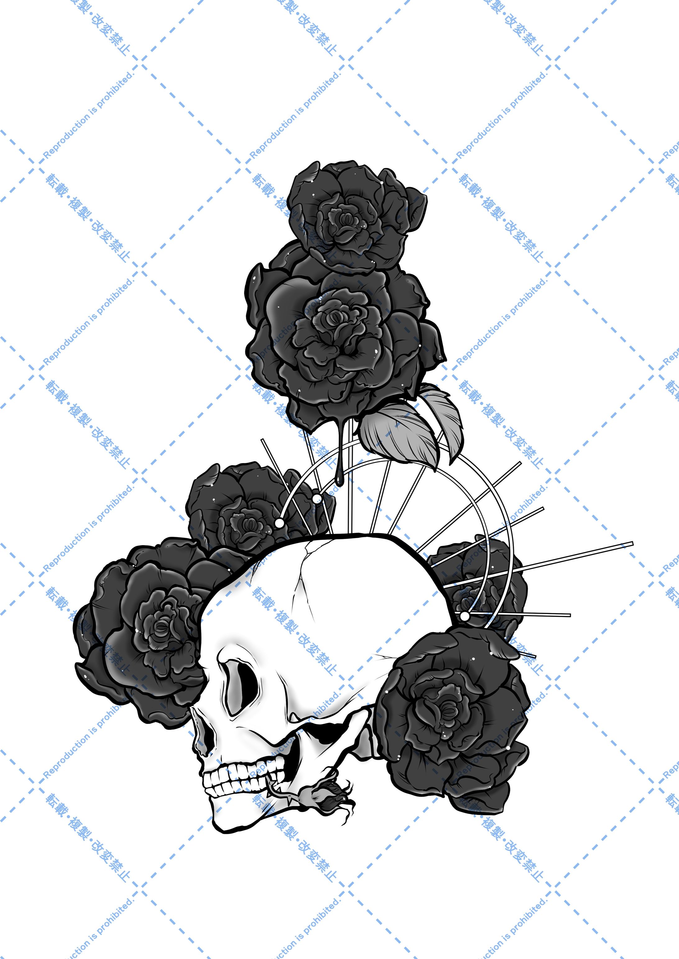 薔薇と骸骨(VRoid用タトゥー)-1