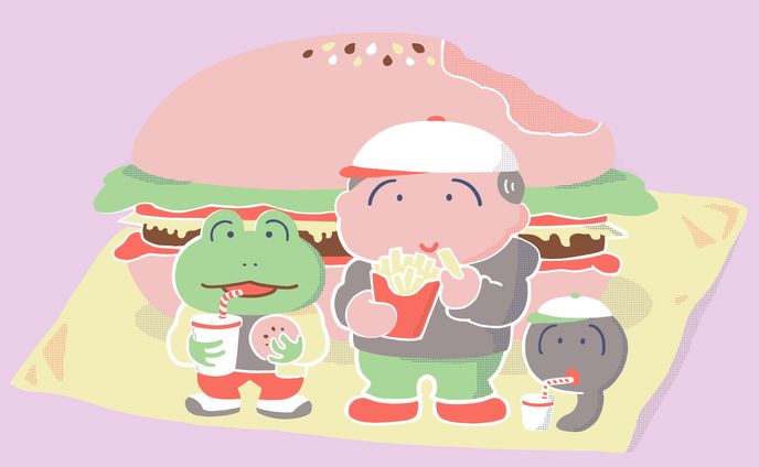 sdイラスト、ビーガンバーガー