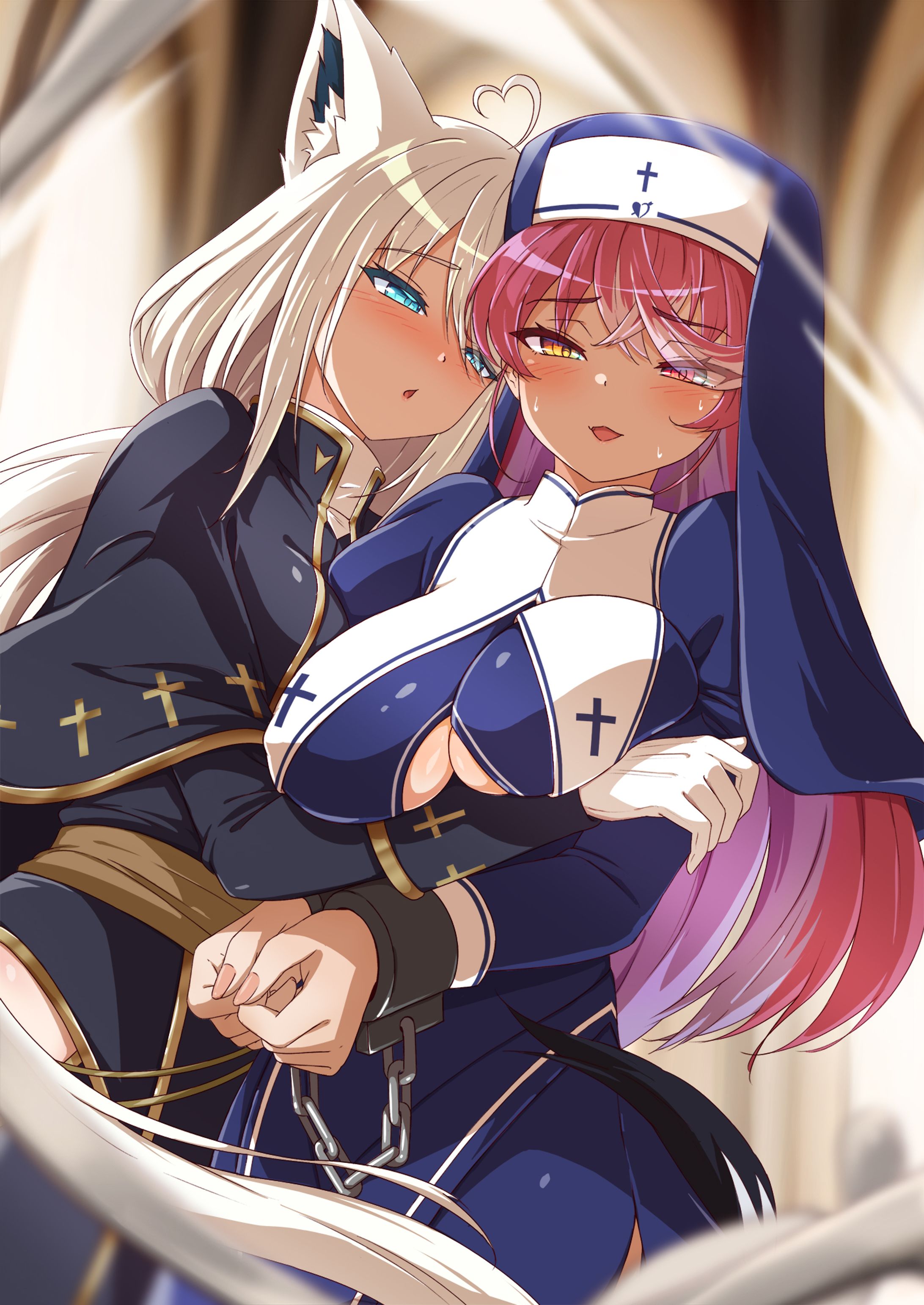 fanart: シスターマリン＆フブキ神父様-1