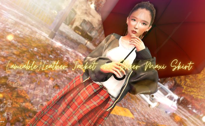 {amiable}Faux Leather Bomber Jacket & Maxi Skirt@Hop and Shop(50%OFF SALE).