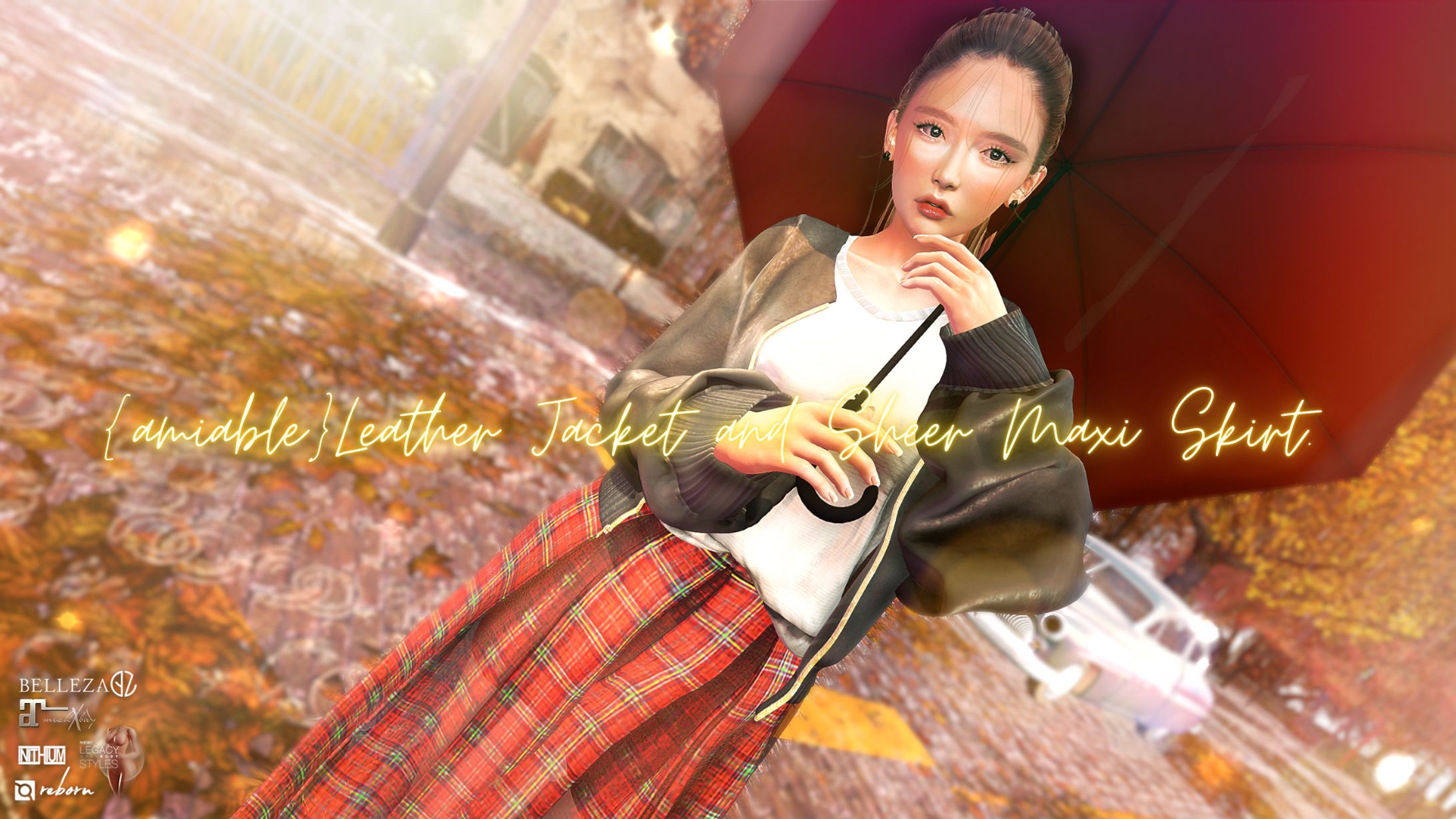 {amiable}Faux Leather Bomber Jacket & Maxi Skirt@Hop and Shop(50%OFF SALE).-1