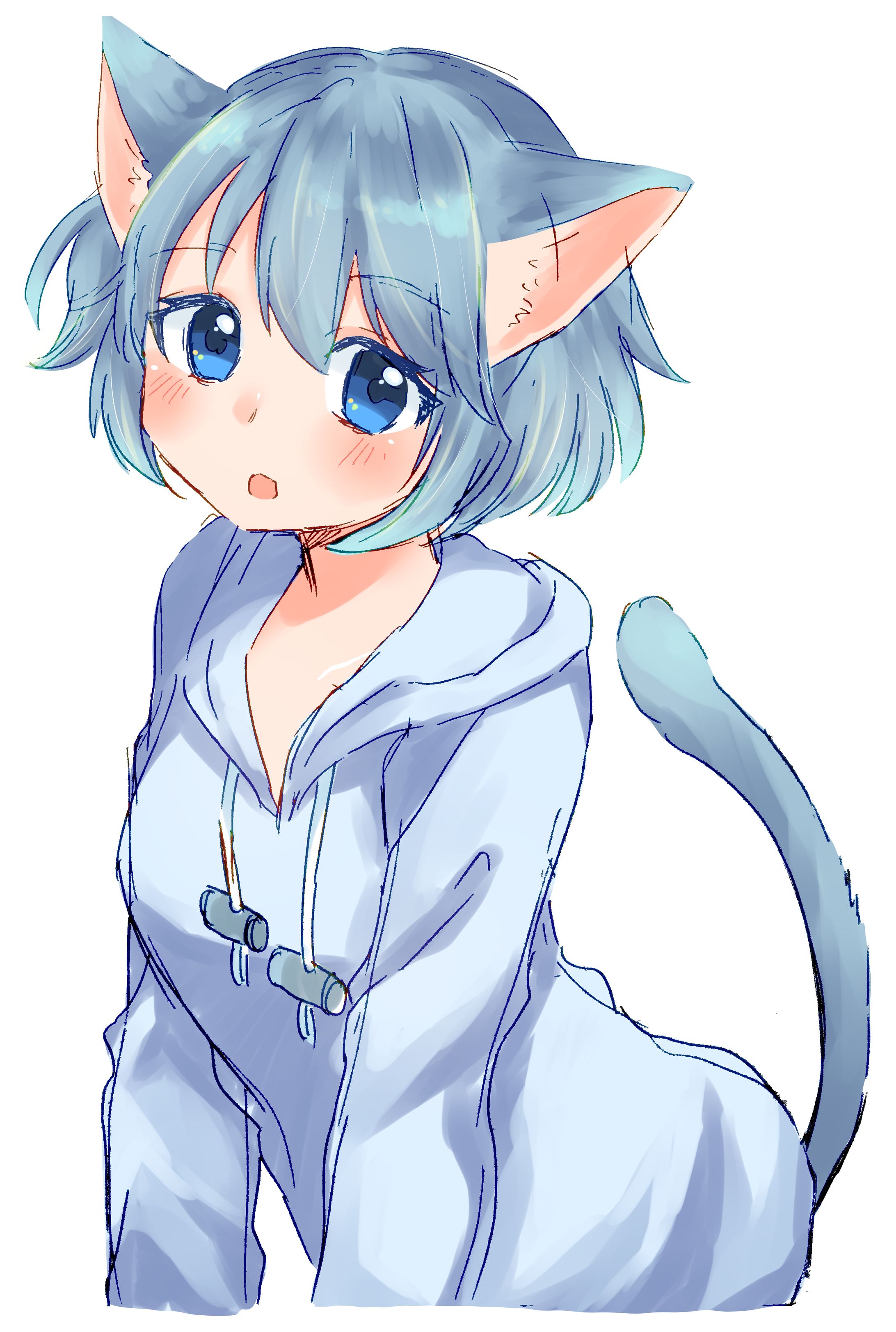 猫の少女(ラフ)-1