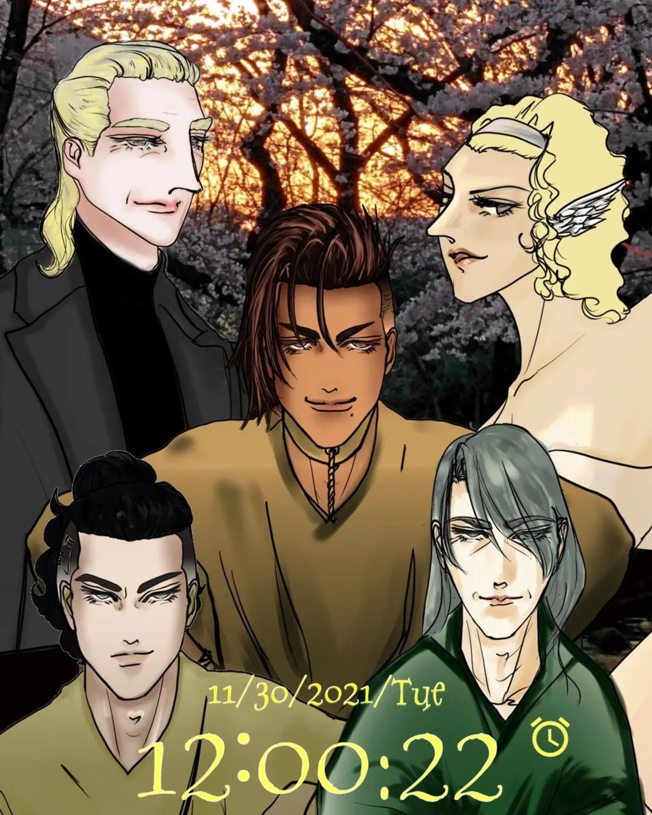 20211130.十輝ちゃにペンのレイヤーを足して、お花見記念撮影的なスマホ壁紙作りました。悔いはありません（）。#ごりごりごりっと芯減らし訓練 #originalcharacter　#ARTISULd16pro #clipstudiopaintpro #一次創作 
#amateurillustration #digitalillustration-1