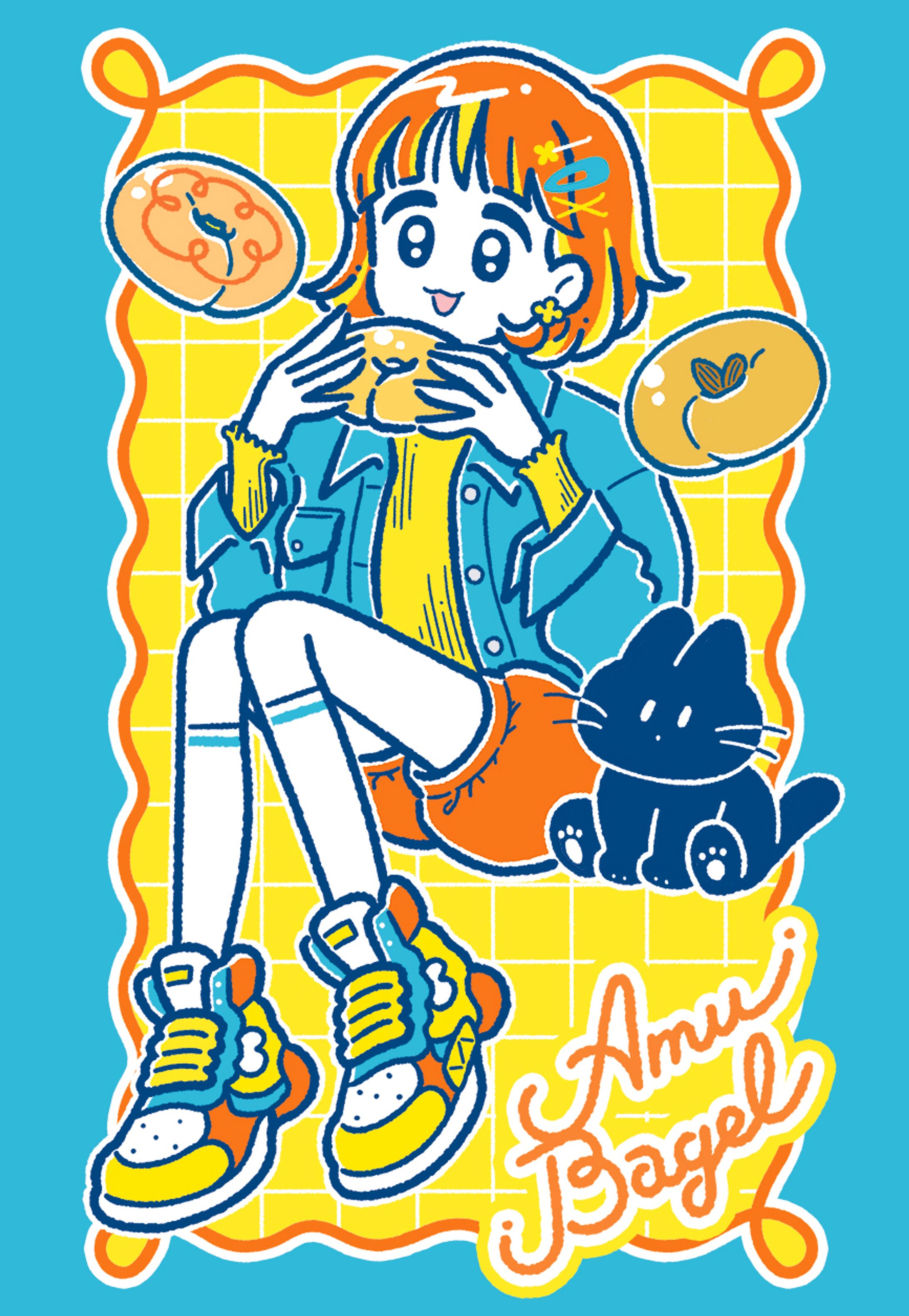 【お仕事】ショップカードイラスト｜AMU BAGEL 様-1