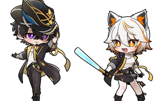 配信画面、デフォルメイラスト