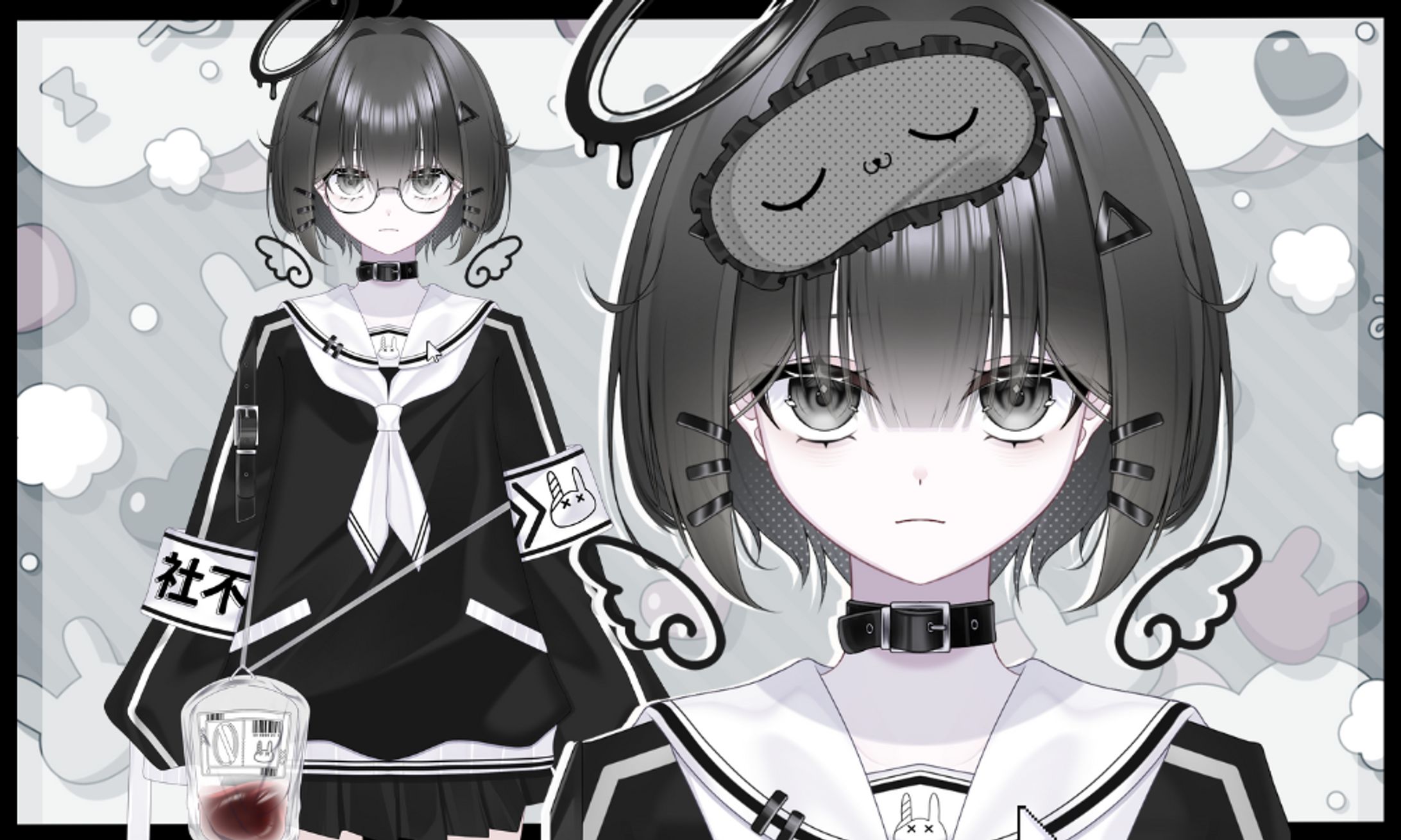 病み系少女/パーツ分けイラスト-1
