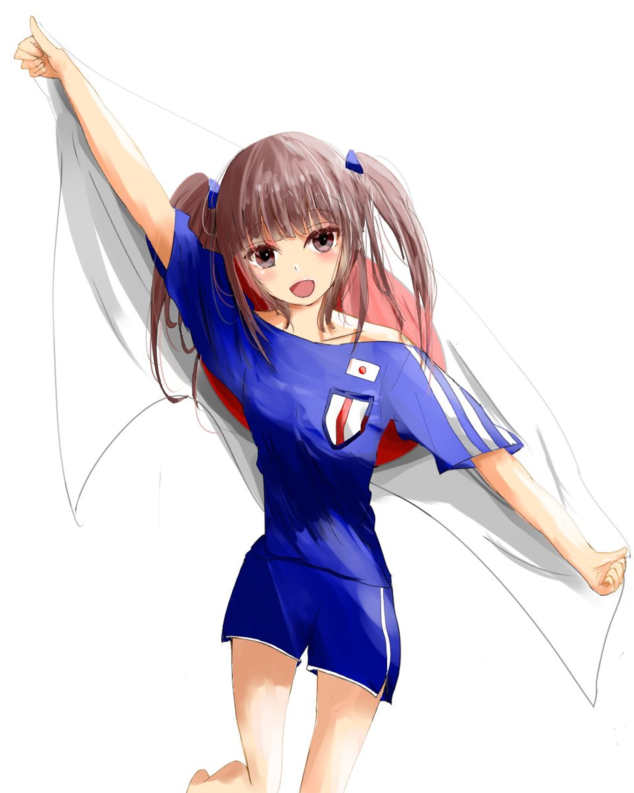 ワールドカップ応援イラストツインテちゃん-1