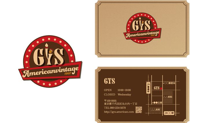 古着屋GYS　ロゴ・ショップカード