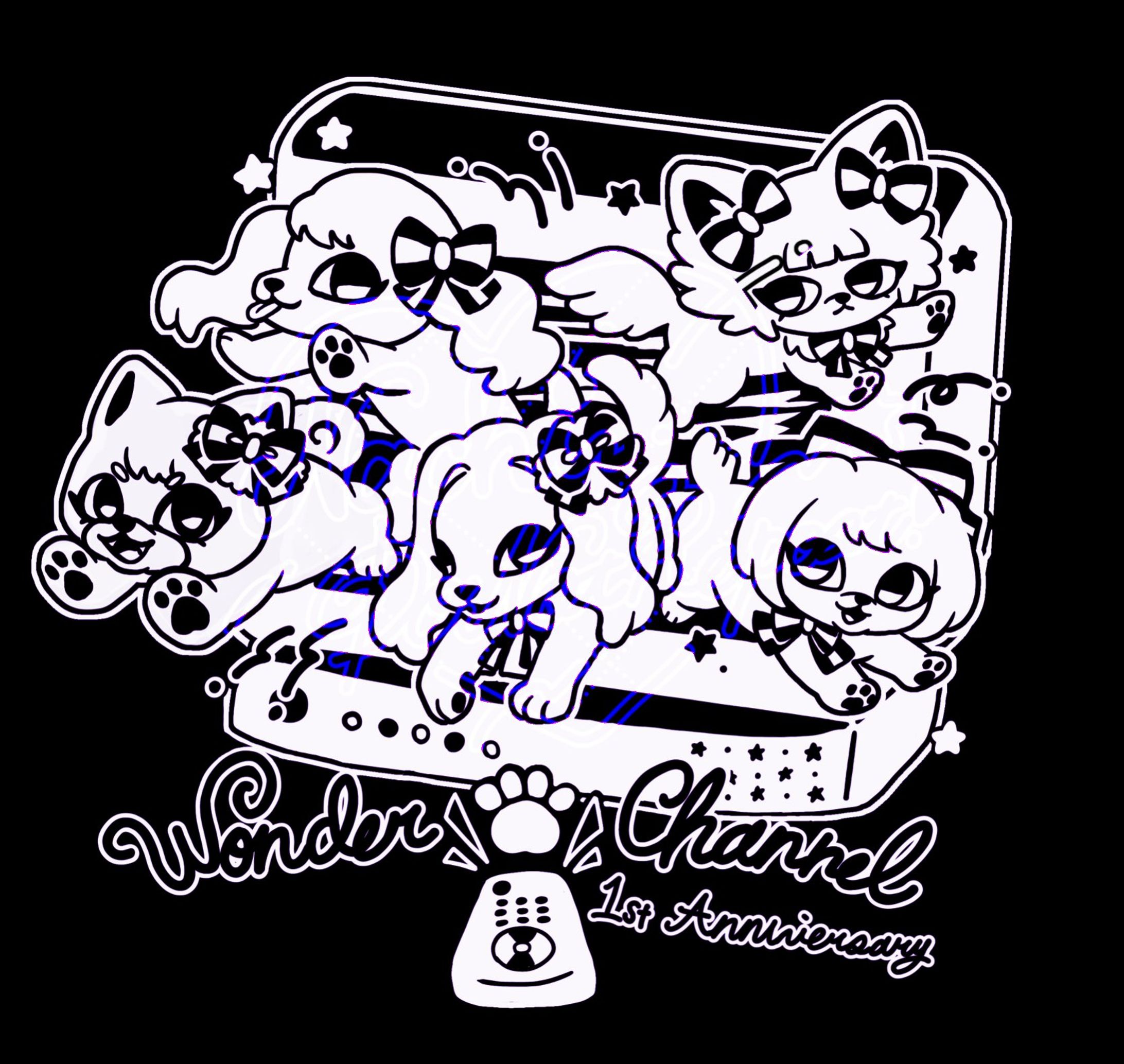 【Works】wonder channel様　1周年記念ライブ　公式Tシャツイラスト-1