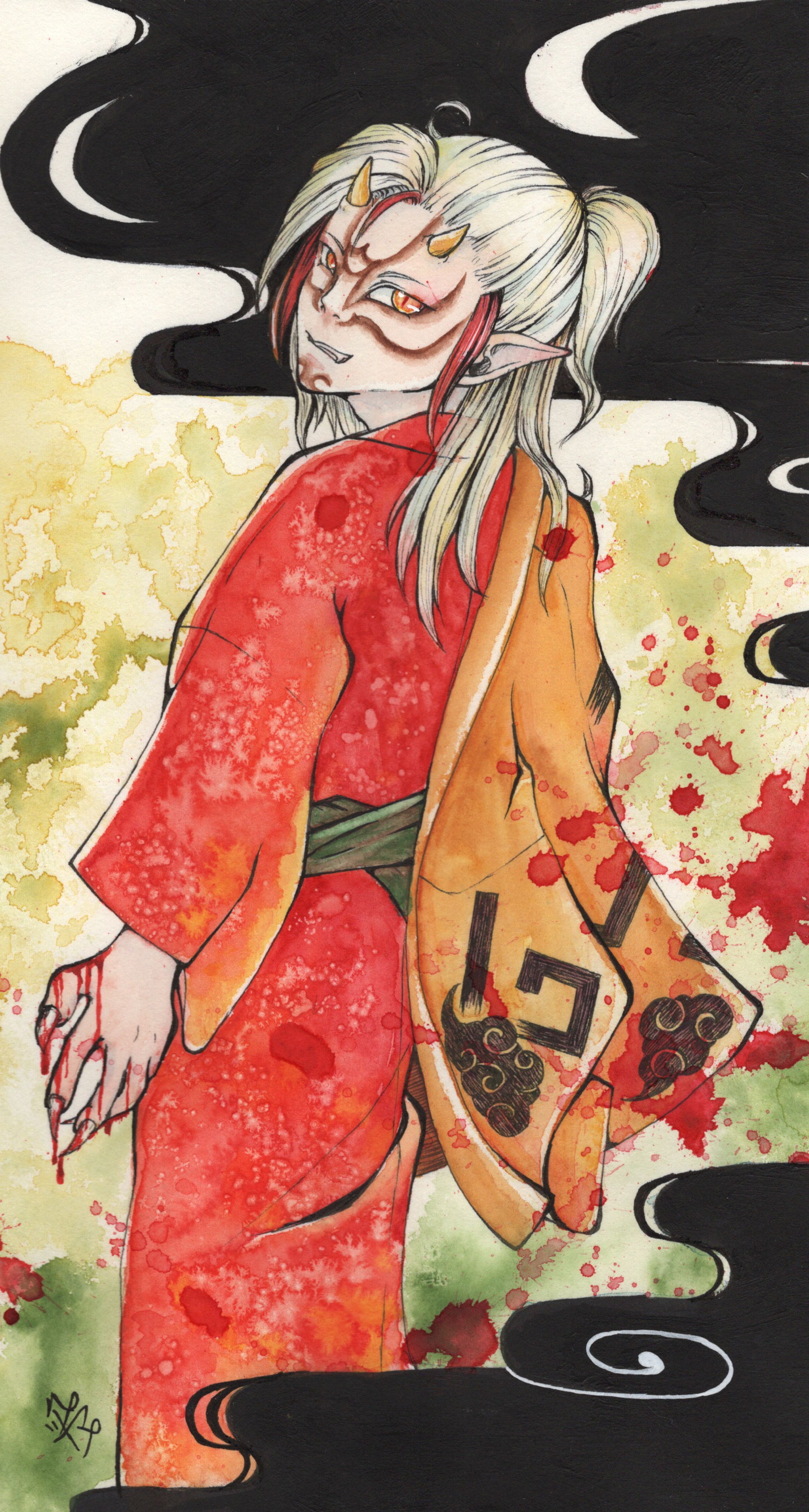 茨木童子（アナログ着彩）-1