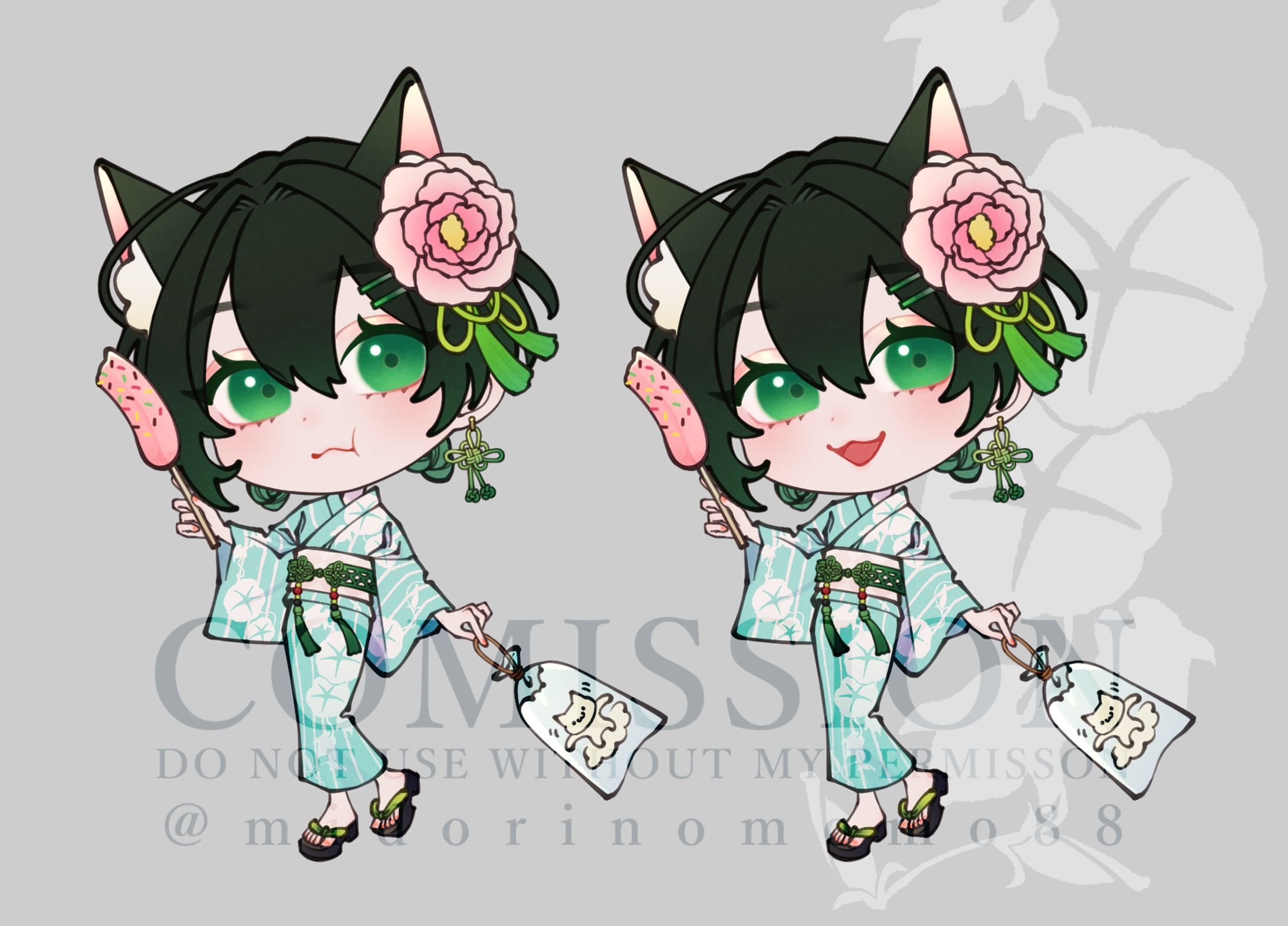 Skeb.25_デフォルメイラスト/浴衣デザイン-1