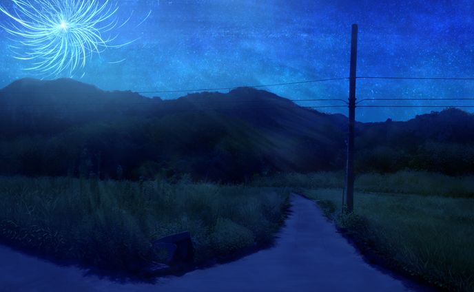 背景差分 田舎道 遠花火1