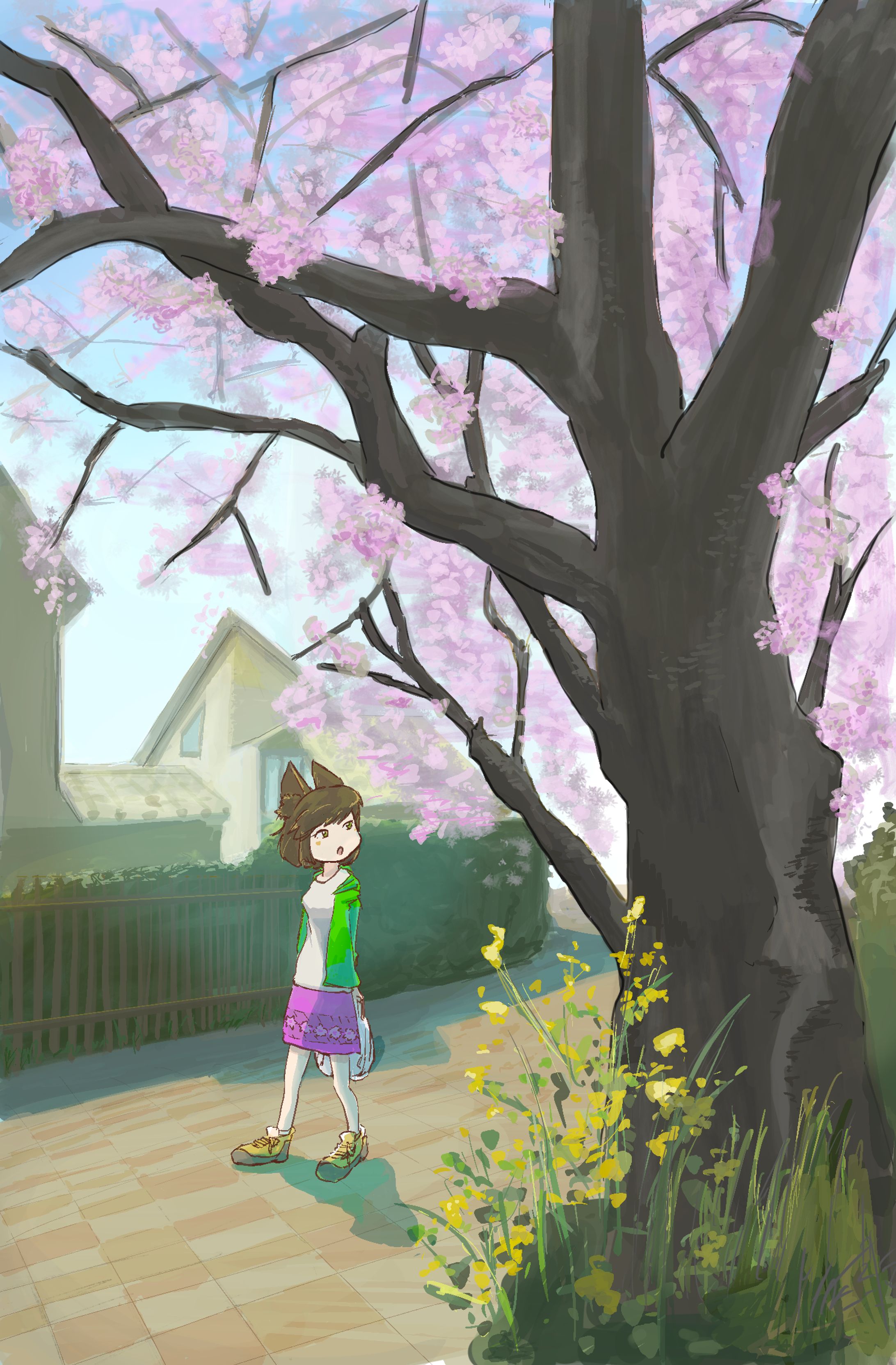 桜並木をお散歩（うちの子シリーズ）-1