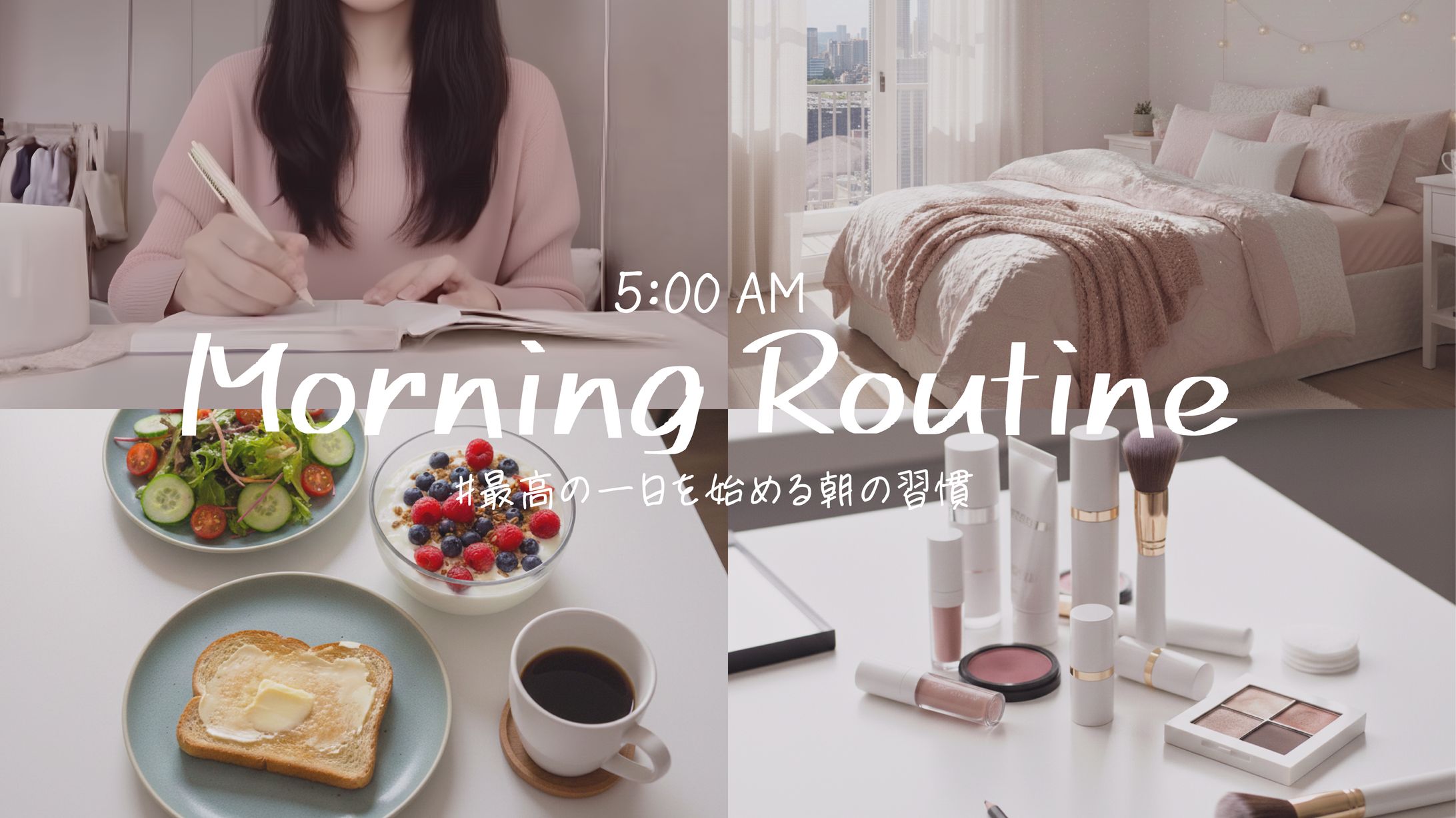 YouTubeサムネイル　一人暮らしのモーニングルーティン -1