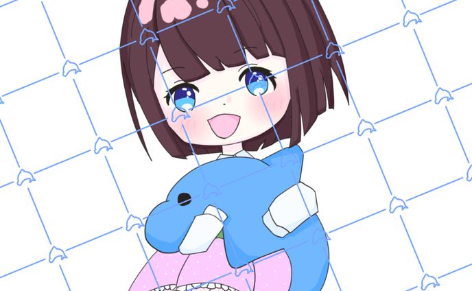 イルカを持つミニキャラ