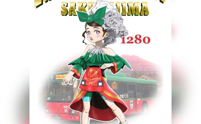 擬人化シリーズ、市電・市バス擬人化、
こちらは桜島を走る周遊観光バス、サクラジマアイランドビュー、車両ナンバー1280の擬人化。
2018年、急増するインバウンド需要に対応するため、既存の大型路線バスを「サクラジマアイランドビュー」専用に再塗装、満を持して投入された車両。
ちなみに同型の「1278」というバスも配車されましたが、実はこちらは「サクラジマアイランドビューの（宣伝用）ラッピングを施したバス」という建付けで、専用車では無いです。
こちらは全塗装ではなくあくまでラッピング、だから市内でシティビューを走ったり、通常路線を走ったりする姿を見ることがあると思います。←トリビア

さてキャラデザですが、既存の専用小型バス「1241」とのデザインを踏襲するも、こちらは大型バスということでキャラクターの頭身を大型化しました。
今回は下半身にバスのデザインを持ってきまして、
上着が桜島型で、そこから（火口から）繋がるように髪の毛が、もくもくの噴煙（高さ2,500ｍ級）となっております。
そしてこちらも湯ノ平展望台（型のコンチョ）付きですｗ
また、レイヤーチェンジで1278カラーの服に着せ替えも可能。
名前は「火ノ島さくや（仮）」。火ノ島は桜島、さくやは桜島の御祭神「コノハナサクヤヒメ」から。

#miyakenne #擬人化市電バス #各キャラ詳細解説

#kagoshima_art #サムシング5周年 #イラスト #ギャラリー #鹿児島 #天文館