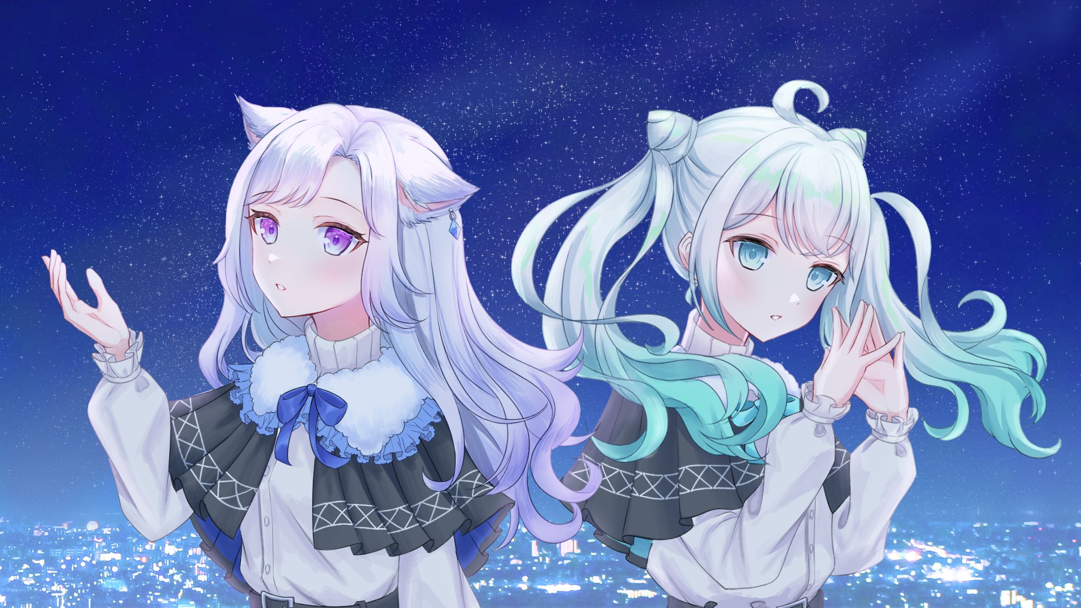 「再会 produced by Ayase」covered by 猫田にゃふ × 雪白カエデ　MVイラスト-1