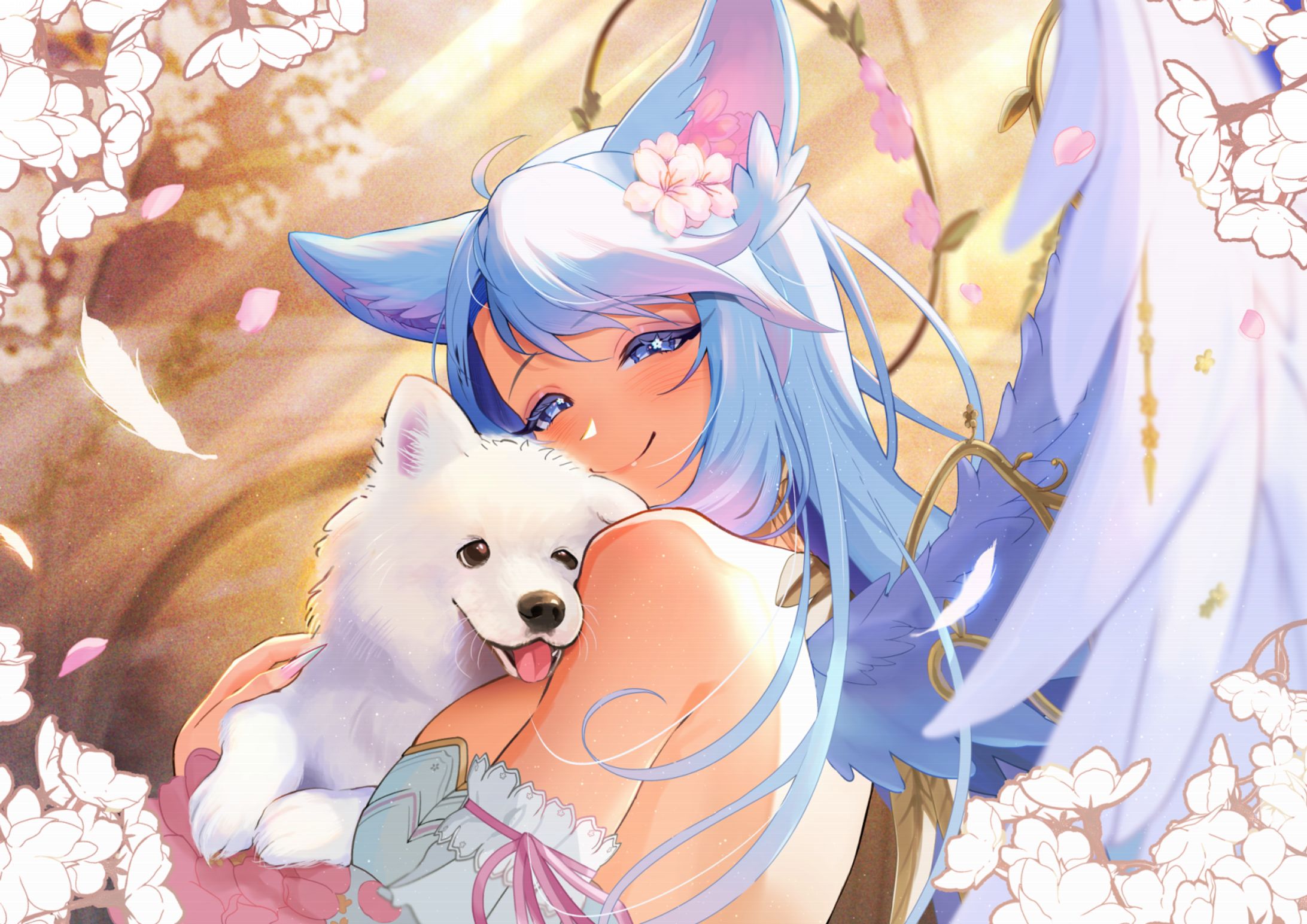 VTuber Silvervale and her dog(Daiya)｜Fanart  Silvervaleと愛犬ダイヤ｜ファンアート-1