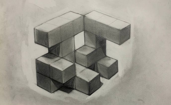題材：一辺5cmの立方体発泡スチロールを組み立てもの