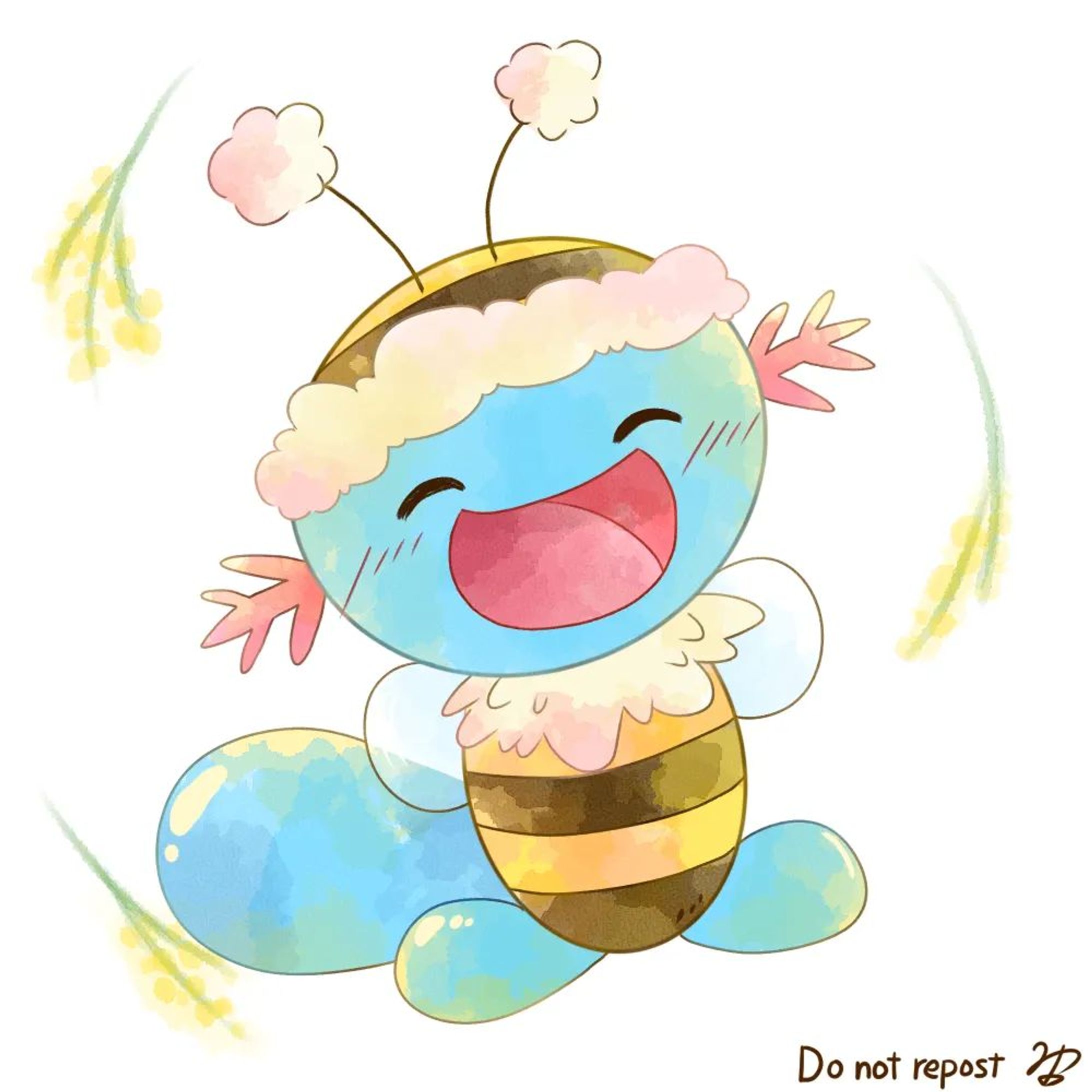 ミツバチとミモザ🐝💛
#pokemon
#ポケモンイラスト 
#ウパー-1