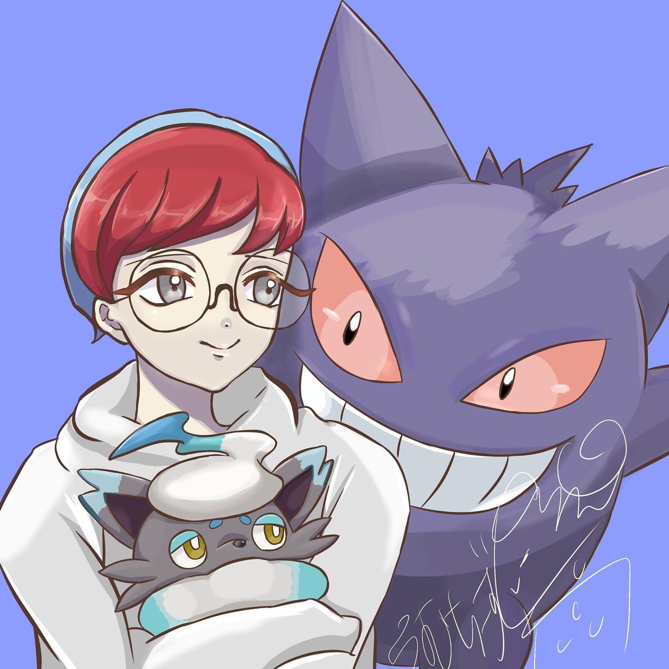 ご依頼いただいた、Twitterアイコンです💪
ボタンandゲンガーandヒスイゾロア（色違い）

#イラスト #イラストグラム 
#ポケモン 
#potofu-1