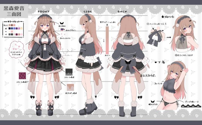 VTuber三面図/黒森愛音