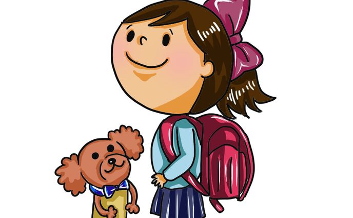 小学生とわんこ