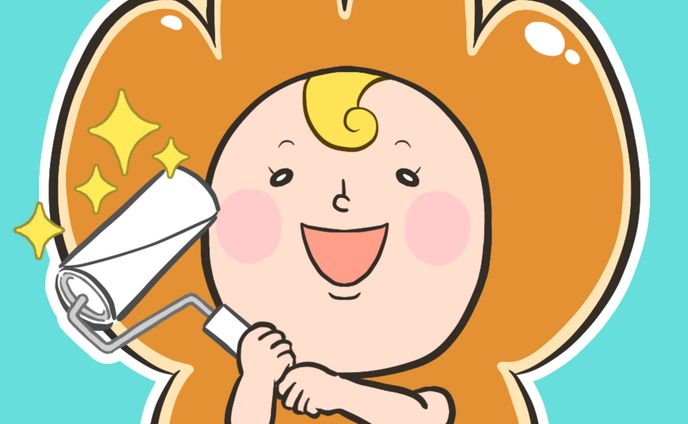 アイコン（コロコロをもったクリームパン）