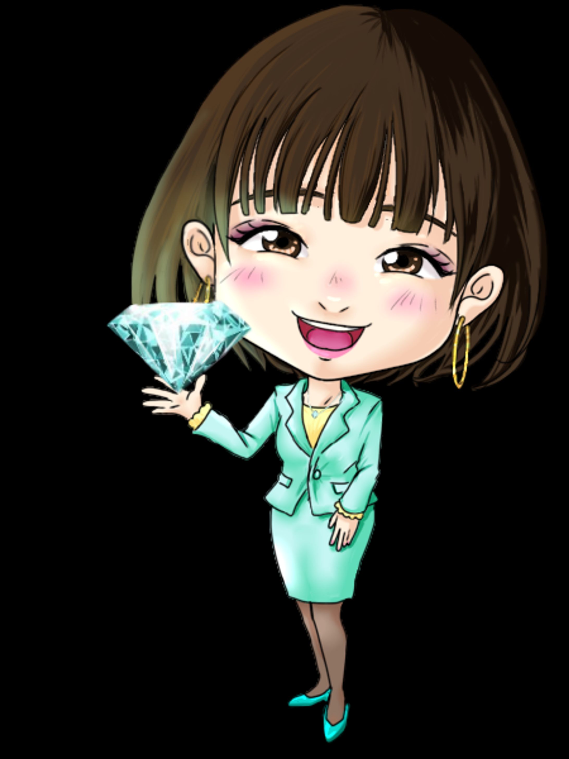 スーツの女性のイラスト(キラキラダイヤ)-1