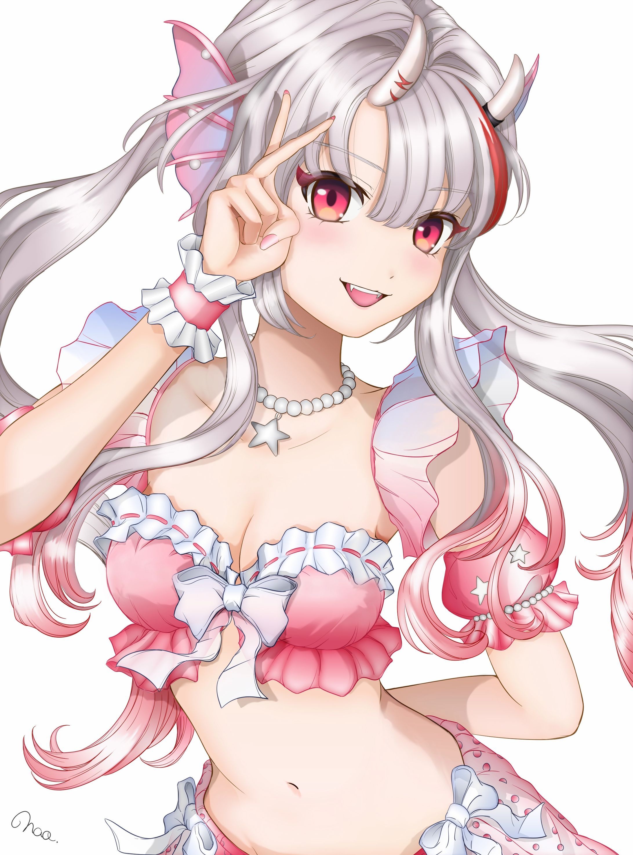 水着でピース！-1