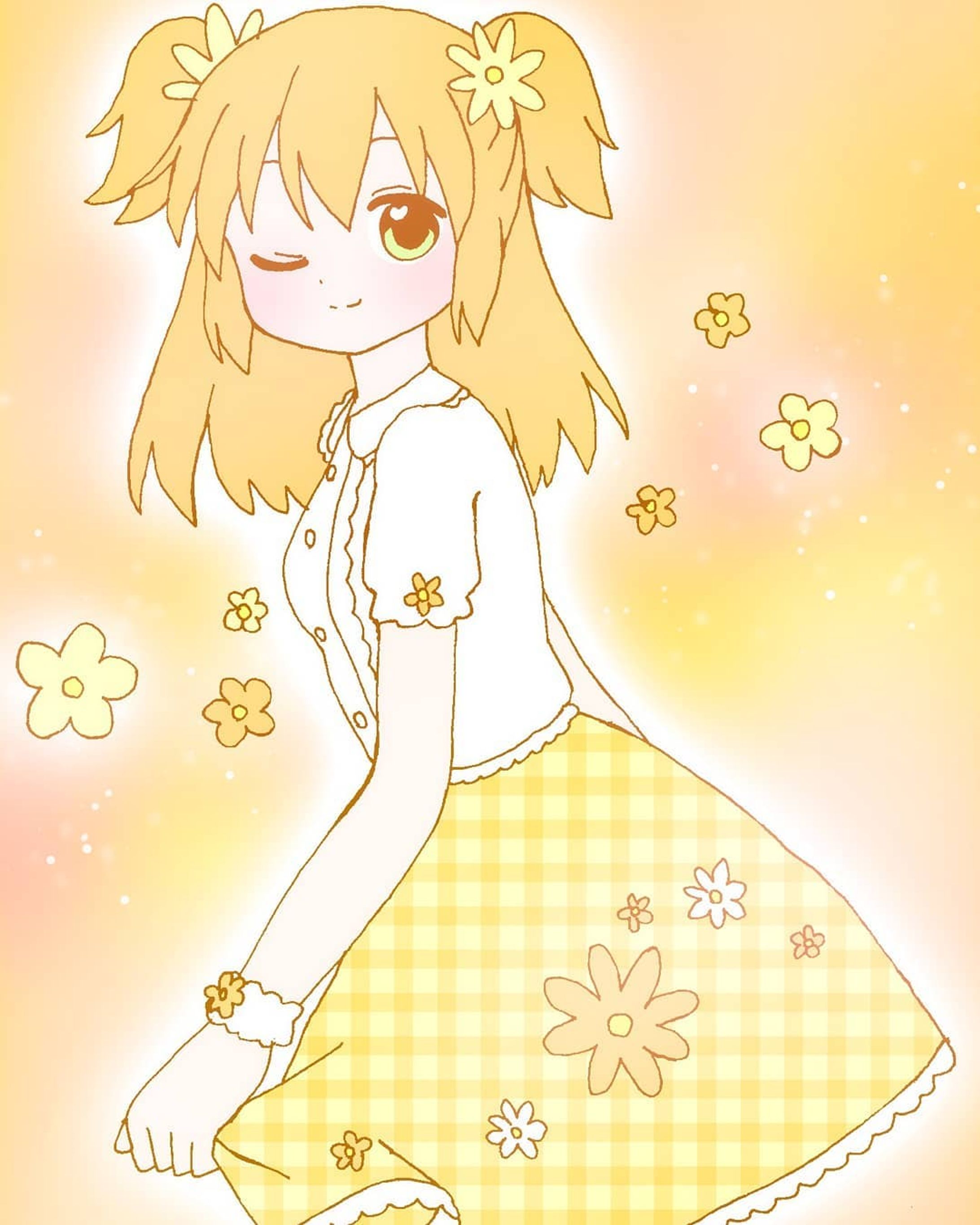 お花ちゃん🌼　#イラスト　#お絵かき　#illust #illustration  #オリジナル　#オリジナルイラスト　#オリジナル絵　#女の子　#女の子イラスト　#デジタル　#デジタル絵　#デジタルイラスト　#お花　#花　#春-1