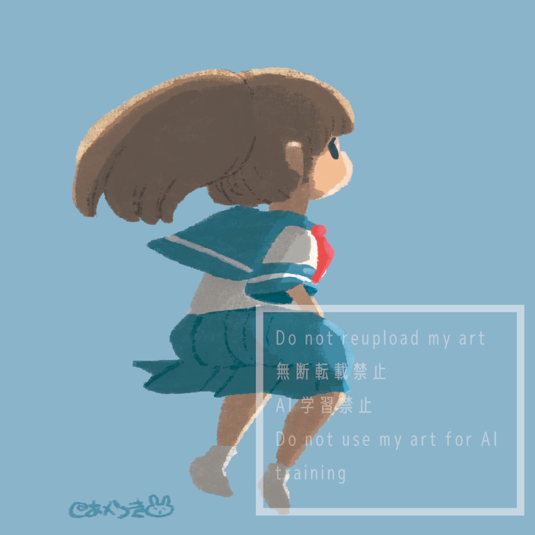 セーラー服の少女　SNSアイコン用イラスト-1