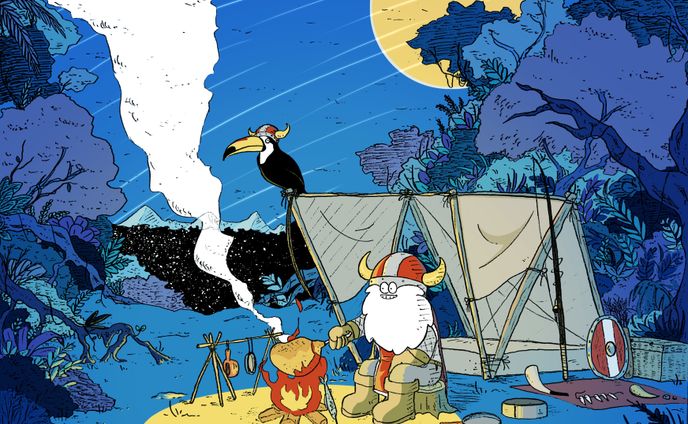 Camping with bird