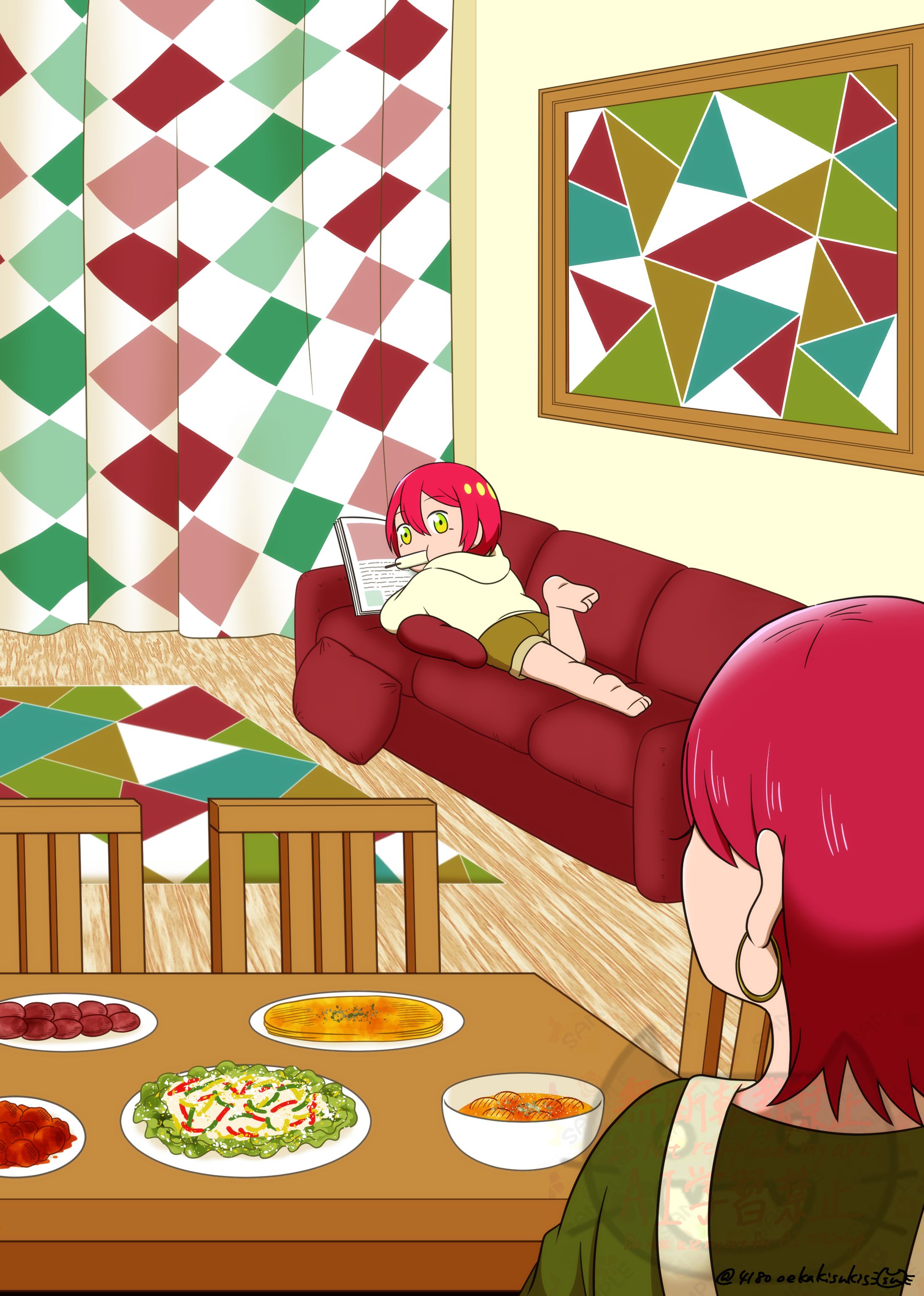 ソファでくつろぐ女の子-1