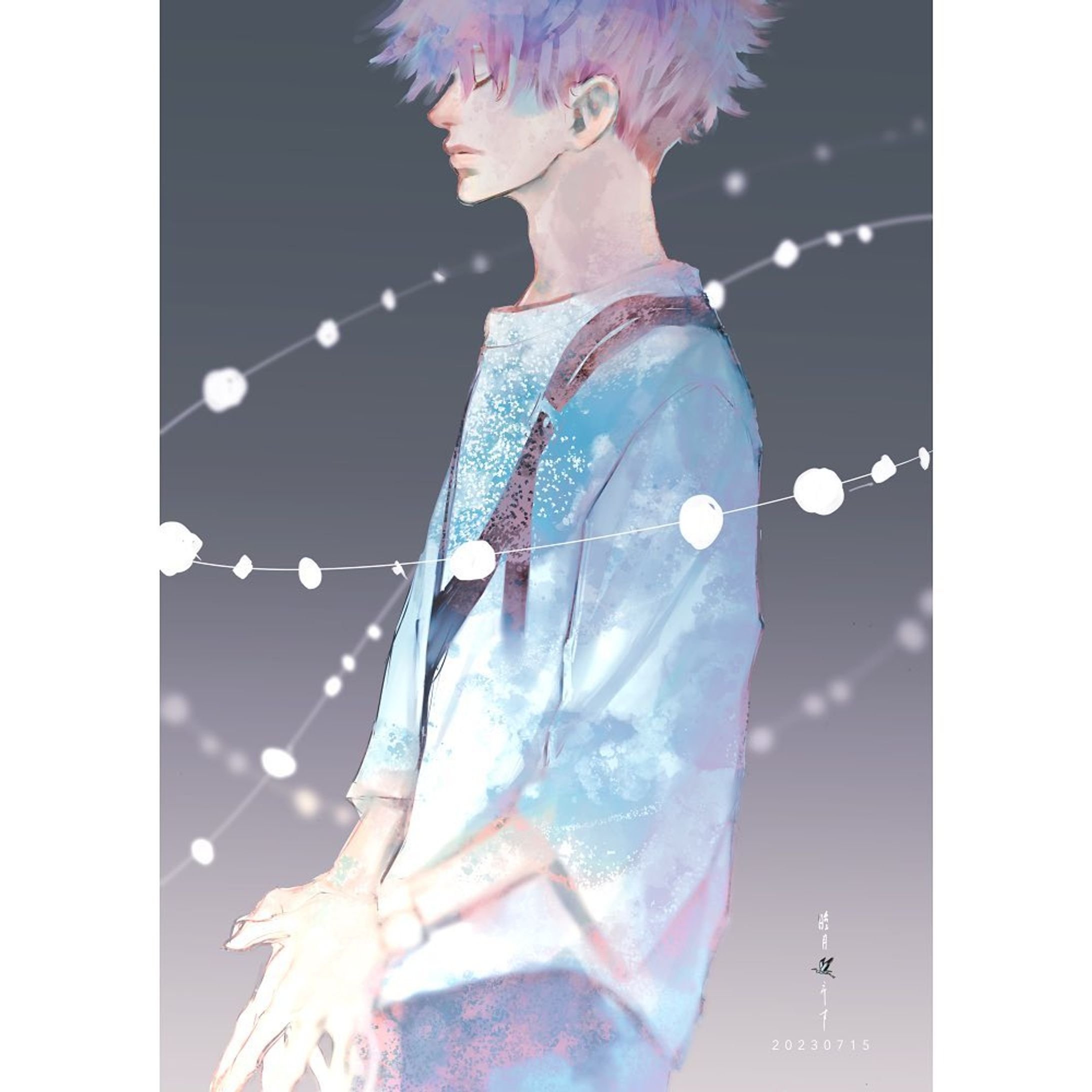目を閉じて何が見える。
夢か、現か。
自分はどちらを見るのだろう。

#イラスト #オリジナルイラスト #漫画絵 #男性イラスト #心象 #アート #光 #心 #表情 #illustration #digitalart #originalart #art #boy-1