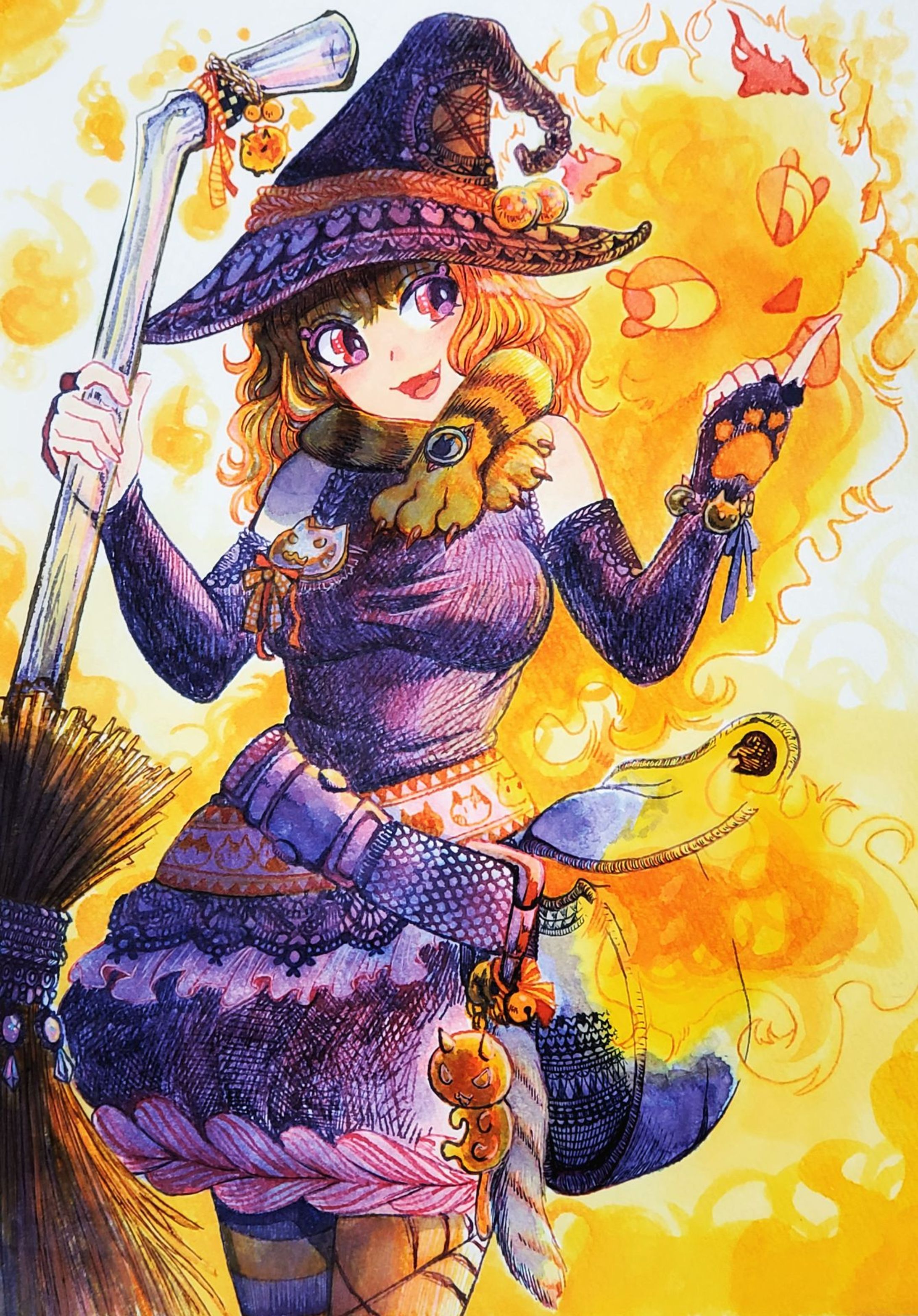 アナログイラスト/お絵かきすきーイラコン「ハロウィン」応募作品-1