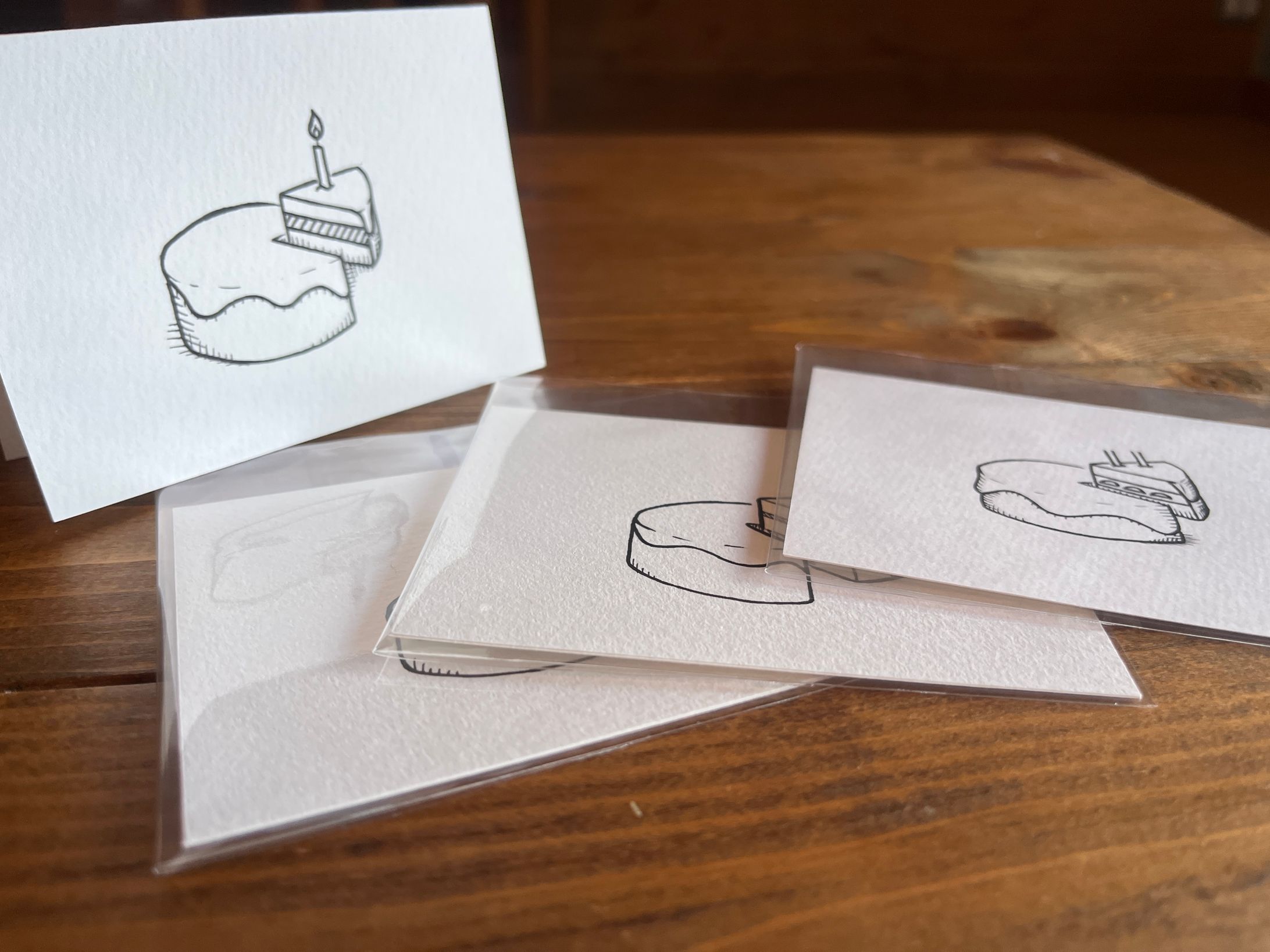 手描きメッセージカード　ケーキ-1